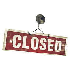 Image showing Vintage looking Red closed sign