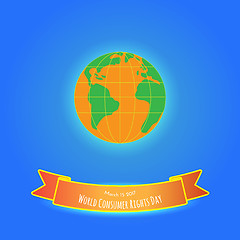 Image showing Orange earth with green on blue background.