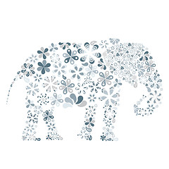 Image showing Concept of flowers in the shape of a elephant