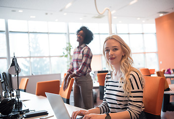 Image showing informal business woman working in the office