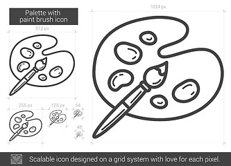 Image showing Palette with paint brush line icon.