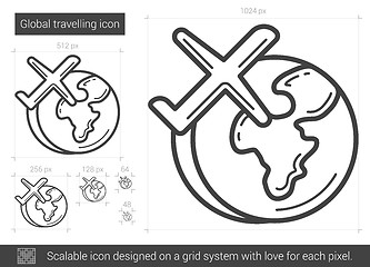 Image showing Global traveling line icon.