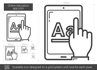 Image showing Online education app line icon.