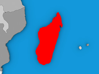 Image showing Madagascar in red on globe