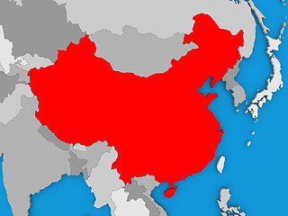 Image showing China in red on globe