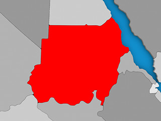 Image showing Sudan in red on globe