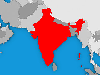 Image showing India in red on globe