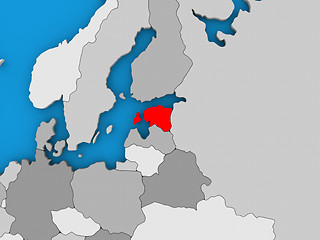 Image showing Estonia in red on globe