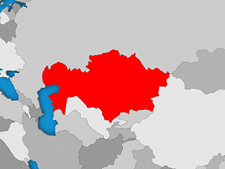 Image showing Kazakhstan in red on globe