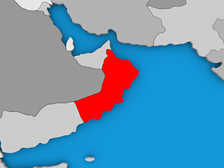 Image showing Oman in red on globe