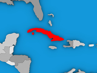 Image showing Cuba in red on globe