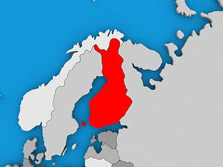 Image showing Finland in red on globe