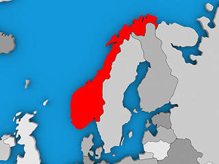 Image showing Norway in red on globe