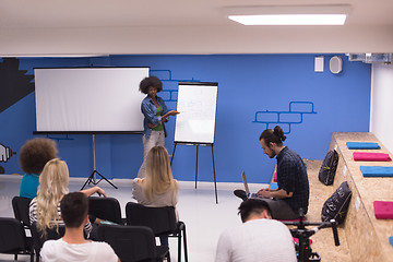 Image showing Black woman Speaker Seminar Corporate Business Meeting Concept