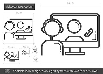 Image showing Video conference line icon.