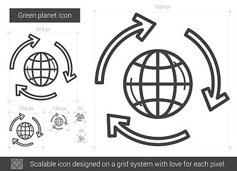 Image showing Green planet line icon.