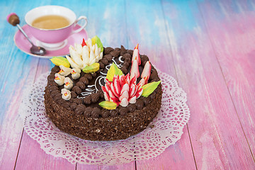 Image showing Cake on color background