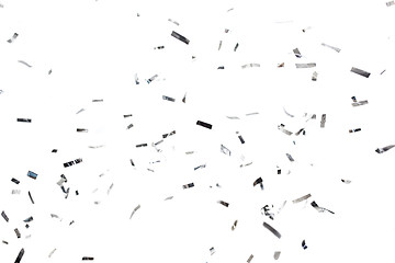 Image showing silver confetti over white background