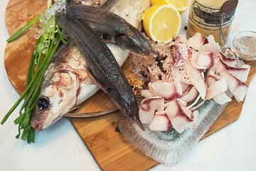 Image showing Sliced frozen raw fish from whitefish