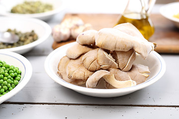 Image showing Oyster mushrooms on the kitchen table.