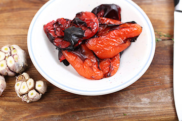 Image showing Grilled red peppers. Roasted red peppers. 