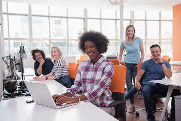 Image showing African American informal business woman working in the office