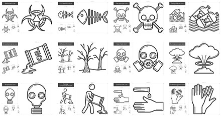 Image showing Ecology biohazard line icon set.