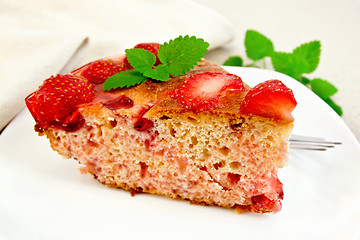 Image showing Pie strawberry with jelly on board