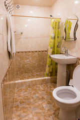 Image showing Interior small bathroom seaside resort rooms