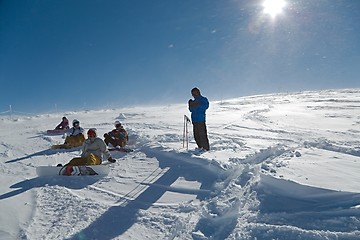 Image showing Skiing slopes in sunshine