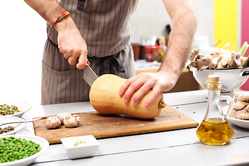 Image showing Piece of pumpkin. Cook sliced pumpkin 