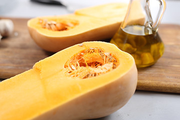 Image showing Pumpkin in the kitchen. Dishes with pumpkin, butternut squash.