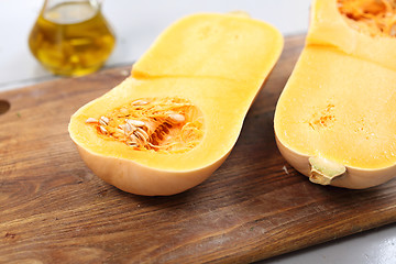 Image showing Pumpkin in the kitchen. Dishes with pumpkin, butternut squash.