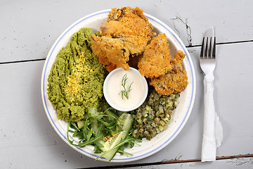 Image showing A dish of oyster mushrooms. Vegan dish.