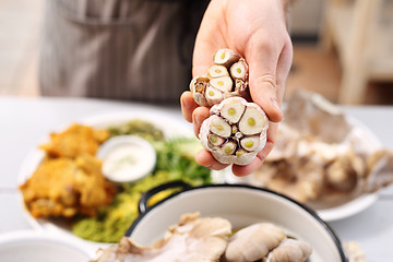 Image showing Healthy kitchen, garlic in the kitchen