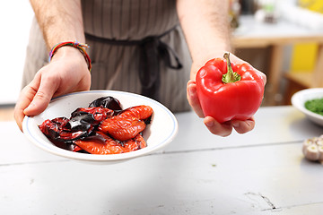 Image showing Grilled red peppers. Roasted red peppers. 