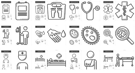 Image showing Medicine line icon set.