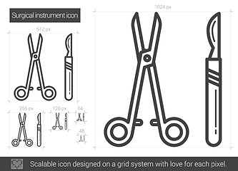 Image showing Surgical instruments line icon.