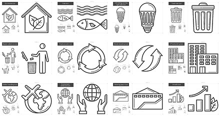 Image showing Ecology line icon set.