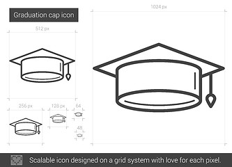 Image showing Graduation cap line icon.