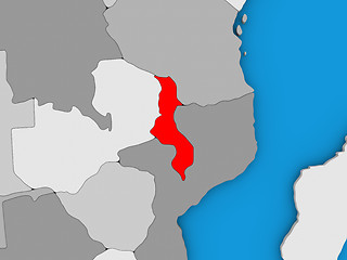 Image showing Malawi in red on globe