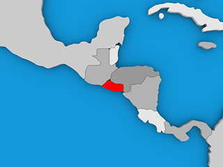 Image showing El Salvador in red on globe