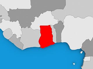 Image showing Ghana in red on globe