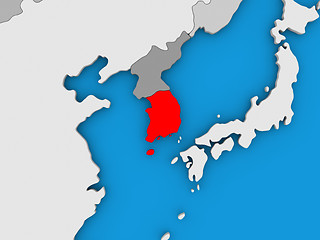 Image showing South Korea in red on globe