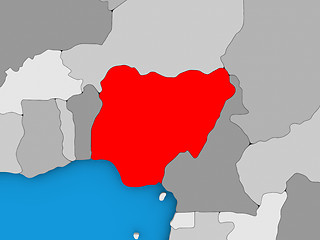 Image showing Nigeria in red on globe