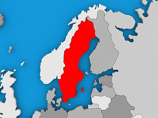 Image showing Sweden in red on globe