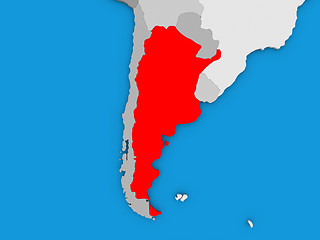 Image showing Argentina in red on globe