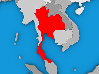 Image showing Thailand in red on globe