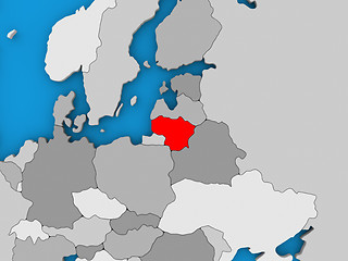 Image showing Lithuania in red on globe