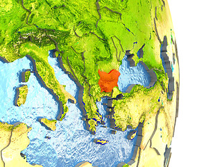 Image showing Bulgaria in red on Earth